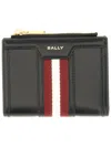 Bally Compact Portfolio With Striped Accent In Black