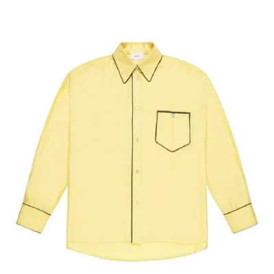 Bally Contrast Piping Relaxed Silk Shirt In Gold