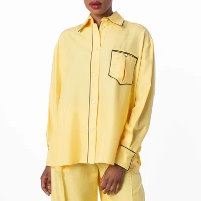 Bally Contrast Piping Relaxed Silk Shirt In Yellow
