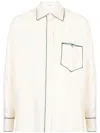 BALLY CONTRAST-PIPING SILK PYJAMA SHIRT