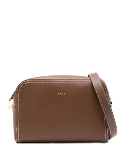 Bally Contrast-stitch Leather Bag In Brown