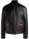 BALLY CONTRASTING-TRIM LEATHER BOMBER JACKET