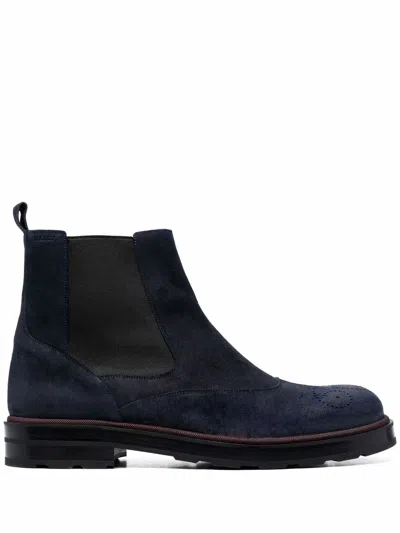 Bally Corad 6239753 Men's Midnight Bovine Suede Leather Chelsea Boots In Blue