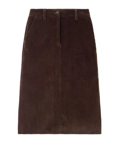 Bally Cotton-corduroy Midi Skirt In Brown
