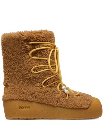 Bally Corviglia Lace-up Shearling Boots In Brown