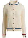 Bally Striped Open-knit Cotton Cardigan In White