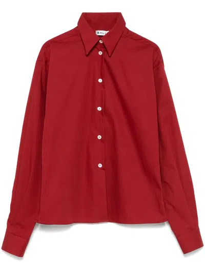 Bally Cotton Shirt In Burgundy