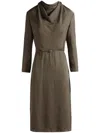 Bally Military Green Cowl-neck Belted Midi Dress In Green