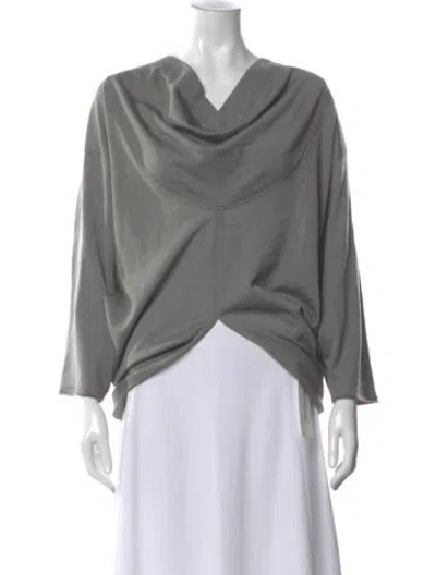 Pre-owned Bally Cowl Neck Long Sleeve Top In Gray