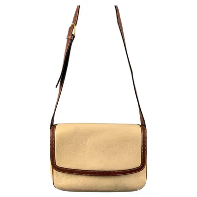 Pre-owned Bally Cream Brown Pebble Grain Leather Cross Body Handbag In White