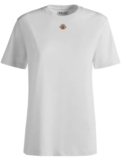 Bally Crest-embroidered Crew-neck T-shirt In White