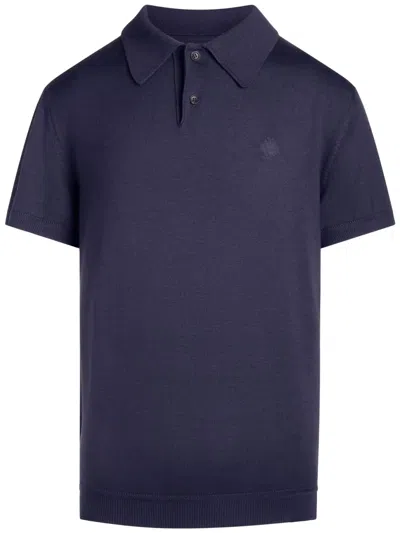 Bally Crest-embroidered Polo Shirt In Blue