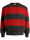 Bally Logo-patch Striped Jumper In Red