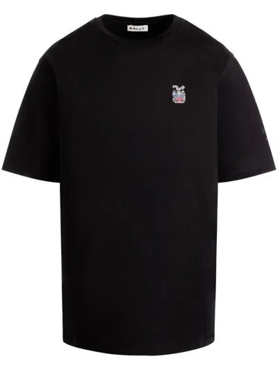 Bally Crest Logo Crewneck T-shirt In Black