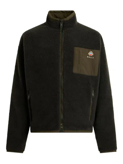 Bally Crest-motif Zip-up Sweatshirt In Green