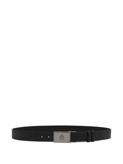Bally Crest-plaque Reversible Belt In Black
