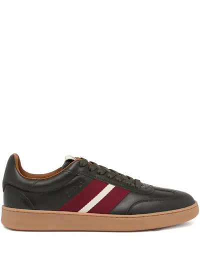 Bally Crest Ribbon-detail Leather Trainers In Brown