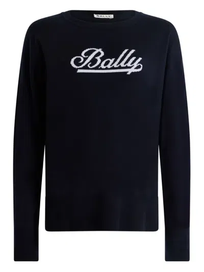Bally Crew-neck Knitted Sweater In Blue