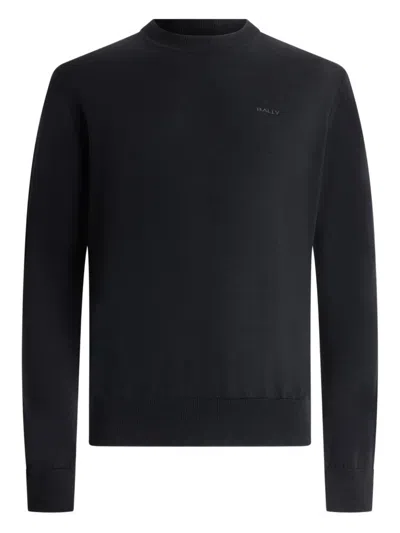 Bally Crew Neck Wool Sweater In Black