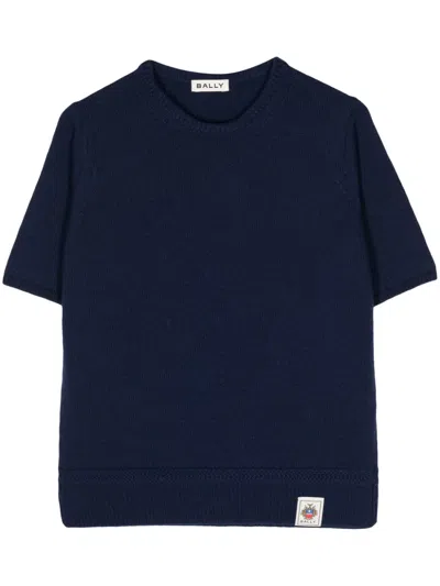 Bally Crew-neck Wool Top In Blue
