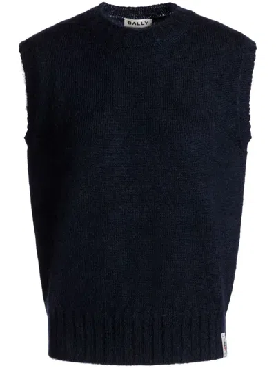 Bally Crewneck Knit Vest In Blue