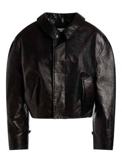 Bally Crinkle-effect Leather Jacket In Black