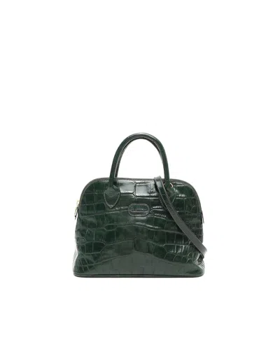 Pre-owned Bally Croc Embossed Bag In Green