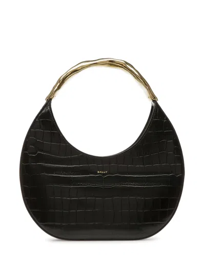 Bally Crocodile-embossed Leather Bag In Black