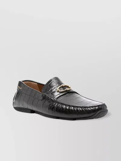 Bally Crocodile Embossed Loafers Ring Detailing In Brown