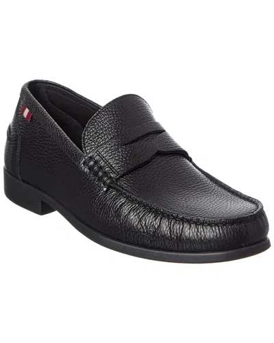 Bally Cronus Pebbled-leather Penny Loafers In Black