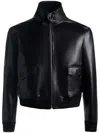 Bally Cropped Leather Jacket In Black