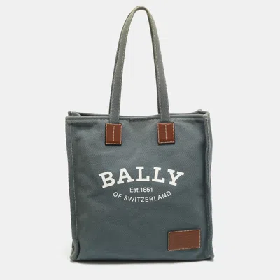 Pre-owned Bally Crystalia Blue/brown Canvas And Leather Tote