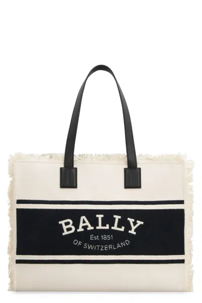 Bally Crystaliaew Canvas And Leather Shopping Bag In Natural/nero