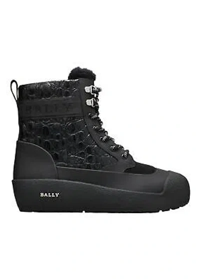 Pre-owned Bally Cuby 6234584 Men's Curling Shearling-lined Suede & Leather Boots Msrp $820 In Black