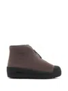 Bally Curling Front-zip Boots In Brown