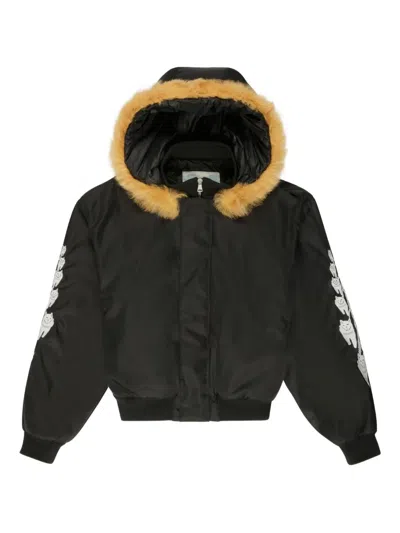 Bally Curling Hooded Bomber Jacket In Black