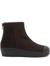Bally Curling Suede Boots In Brown