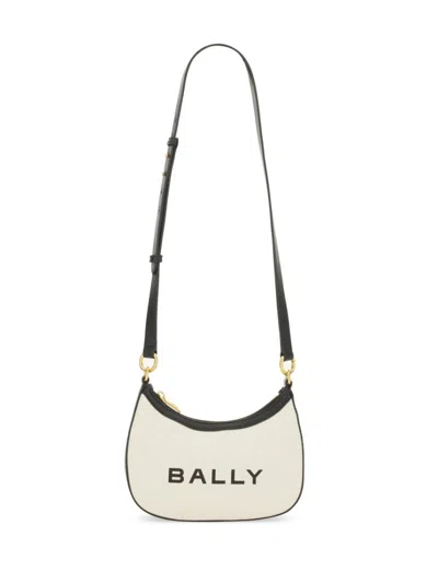 Bally Curved Logo Shoulder Bag With Adjustable Strap In White