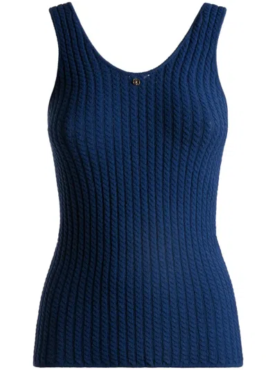 Bally Cut-out Knitted Tank Top In Blue