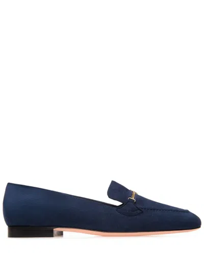 Bally Daily Emblem Leather Loafers In Blue
