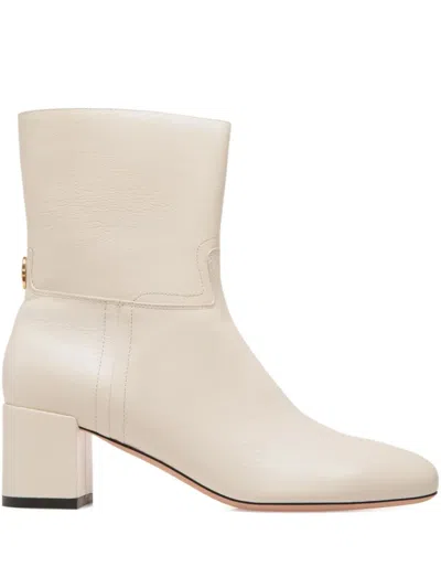 Bally Daily-emblem Block-heel Leather Boots In Neutral