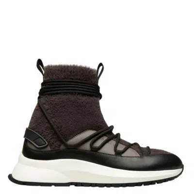 Bally Dalyla Cashmere And Leather Sneakers In Black