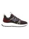 Bally Damon 6301541 Black & Heritage Red Suede Panel Low-top Sneakers In Multi