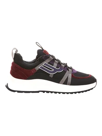 Bally Damon 6301541 Black & Heritage Red Suede Panel Low-top Sneakers In Multi