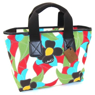 Pre-owned Bally Dark Brown Multi-color Canvas Leather Handbag Tote Bag ()