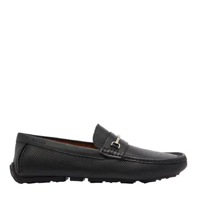 Bally Daryan Perforated Leather Driving Shoes In Black