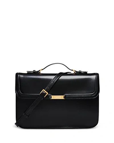 Bally Deco Leather Briefcase In Black+oro