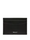 Bally Stripe-detail Leather Card Holder In Black