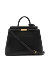 Bally Structured Leather Shoulder Bag Top Handle In Black