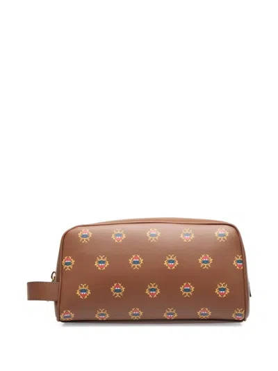 Bally Decorative-print Wash Bag In Brown